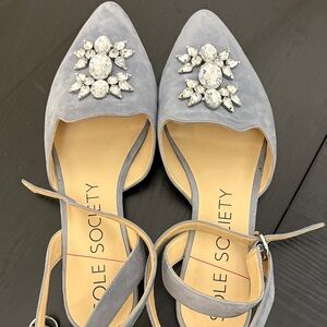 Sole Society Crystal Adorned Blue Flats